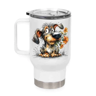 Peštovka Cestovní hrnek 450ml **JEZEVČÍK S KYTKOU**