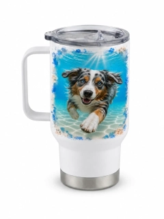 Peštovka Cestovní hrnek 450ml *BUBBLE DOG- australský ovčák*