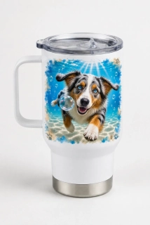 Peštovka Cestovní hrnek 450ml *BUBBLE DOG- australský ovčák*
