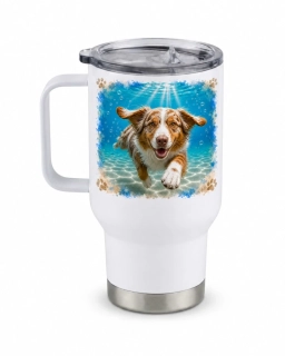 Peštovka Cestovní hrnek 450ml *BUBBLE DOG- australský ovčák*