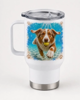 Peštovka Cestovní hrnek 450ml *BUBBLE DOG- australský ovčák*