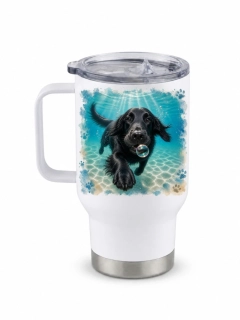 Peštovka Cestovní hrnek 450ml *BUBBLE DOG - FLAT-COATED RETRIEVER*