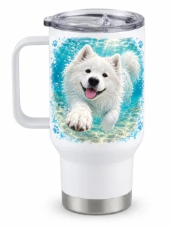 Peštovka Cestovní hrnek 450ml *BUBBLE DOG SAMOJED*