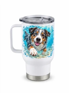 Peštovka Cestovní hrnek 450ml *BUBBLE DOG AUSTRALSKÝ OVČÁK*